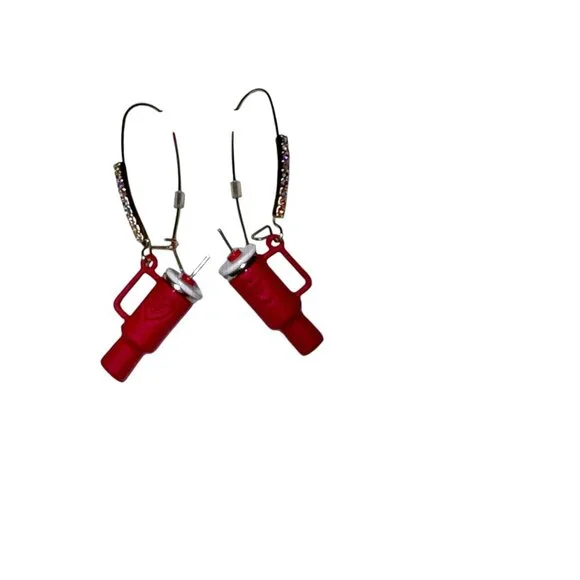 BETSY JOHNSON red Stanley type earrings NEW - Picture 2 of 4